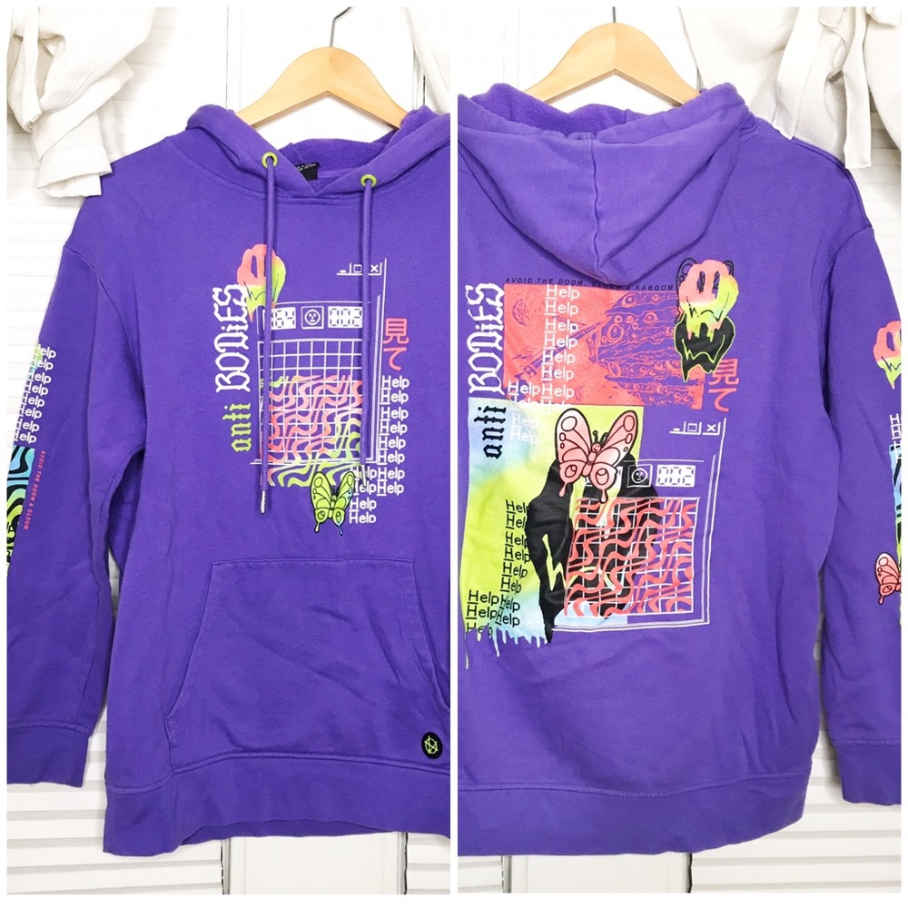 Zumiez Vitriol Purple Skate Hoodie Graphic Sweatshirt Antibodies Green